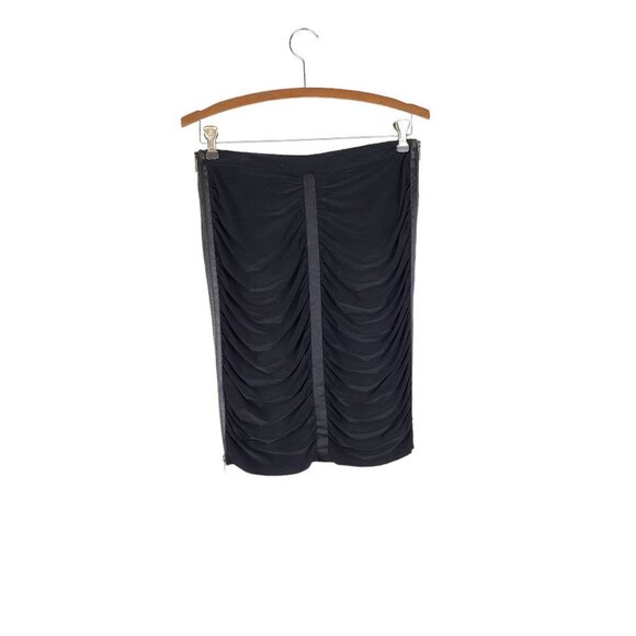 Cache Ruched Pencil Skirt Side Zipper Black Draping Cocktail Whimsigoth Size 6 - Picture 2 of 8